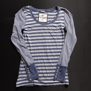 Poof Excellence Soft Stretch Y2K Striped Top Womens LG Preppy Casual Cozy Comfy